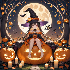 Halloween anime witch girl