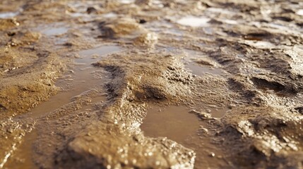 close-up of puddling,loam