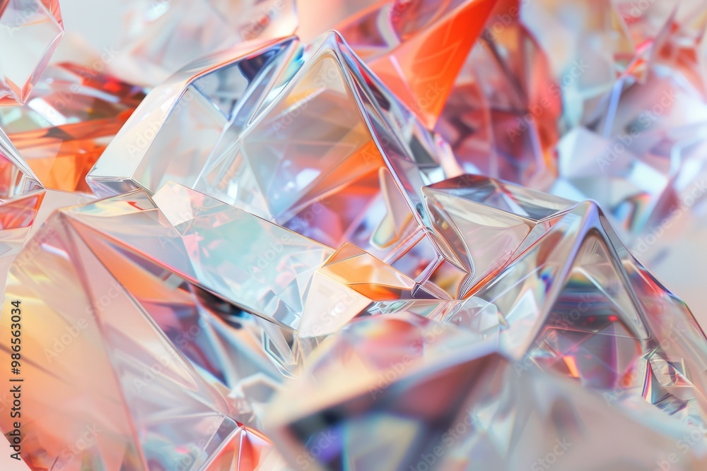 Aufkleber intricate arrangement of colorful crystal shards reflecting light during a sunny afternoon, showcasi
