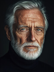 Fototapeta premium Portrait of Mature Bearded Man with Intense Gaze.