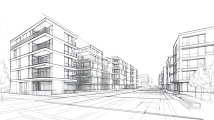 Fototapeta premium Architectural Sketch of Modern Apartments