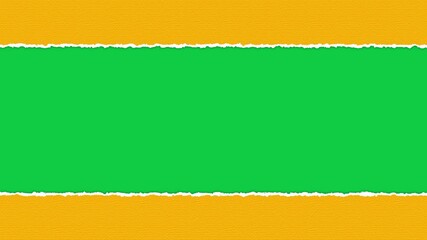 yellow paper sheet tearing and rolling effect on green background, transition for presentations, social media, and marketing isolated design element