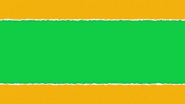 yellow paper sheet tearing and rolling effect on green background, transition for presentations, social media, and marketing isolated design element