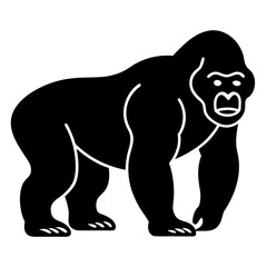 Bold Black Vector Icon of a Gorilla on All Fours