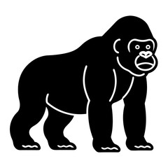 Bold Black Vector Icon of a Gorilla on All Fours