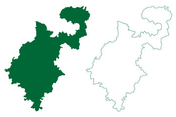 Obraz premium Nanded district (Maharashtra State, Aurangabad Division, Republic of India) map vector illustration, scribble sketch Nanded map