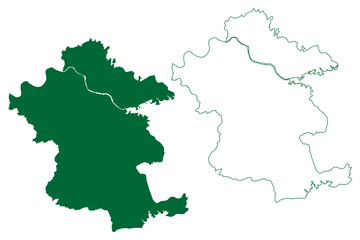 Fototapeta premium Narmada district (Gujarat State, Republic of India) map vector illustration, scribble sketch Narmada map