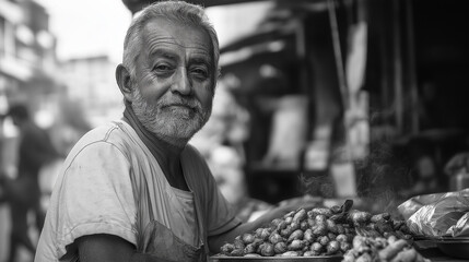 Oderman op straat in azie, hij bereid streetfood