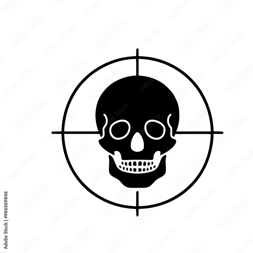 Poster silhouette of a head in a sight on a light background, symbolizing focus and purposefulness. minimal