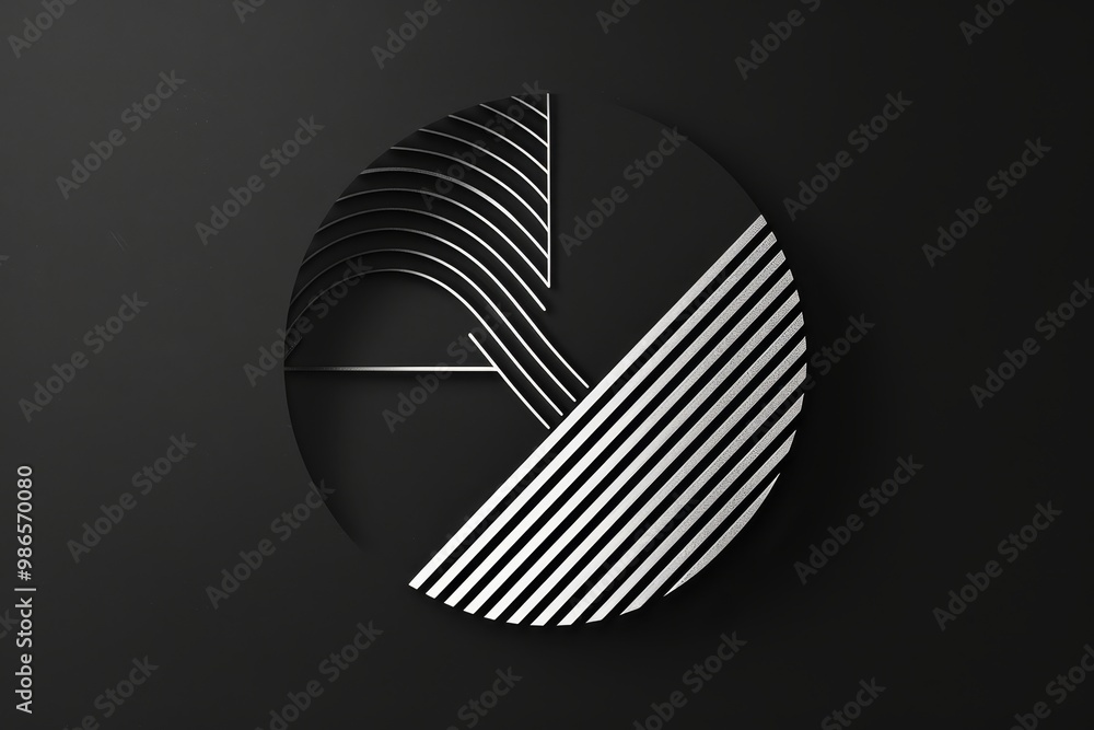 Poster modern abstract circular design featuring dynamic lines and geometric shapes in monochrome colors ag