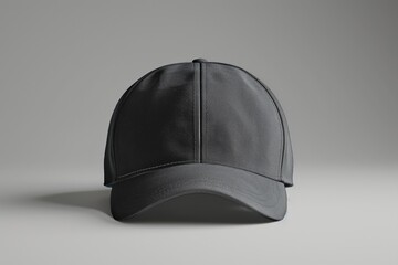 Fototapeta premium A stylish black cap featuring intricate dragon embroidery with a sleek design, perfect for casual outings or streetwear, captured against a minimalistic light background