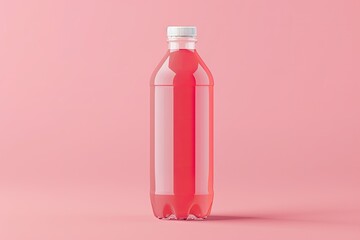 Refreshing beverage bottle with a vibrant red design displayed against a neutral background, showcasing modern packaging aesthetics and environmental friendliness