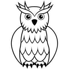 Owl with Sharp Feather Tufts and Piercing Eyes - Vector Art