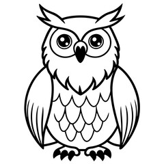 Owl with Sharp Feather Tufts and Piercing Eyes - Vector Art