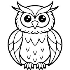 Owl with Sharp Feather Tufts and Piercing Eyes - Vector Art