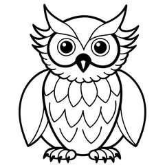 Owl with Sharp Feather Tufts and Piercing Eyes - Vector Art