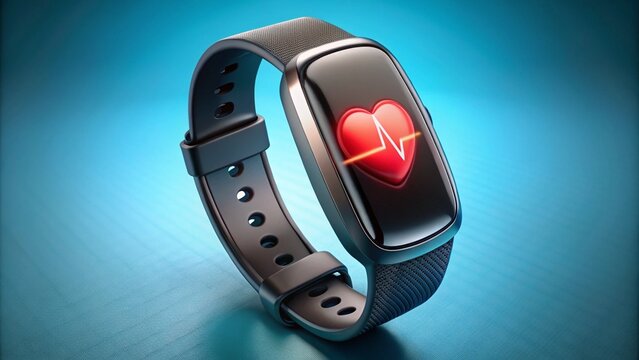 A fitness tracker monitoring heart rate and steps