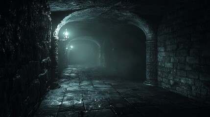 Enigmatic Dark Cave with Ominous Shadows and Eerie Sounds - 3D Render Illustration of Spooky Underground Environment