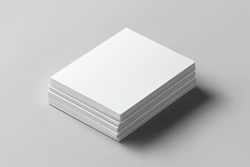A Stack of Blank White Paper Cards on a Grey Background