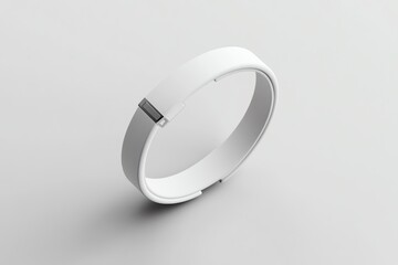 White Silicone Bracelet with Silver Clasp on a White Background