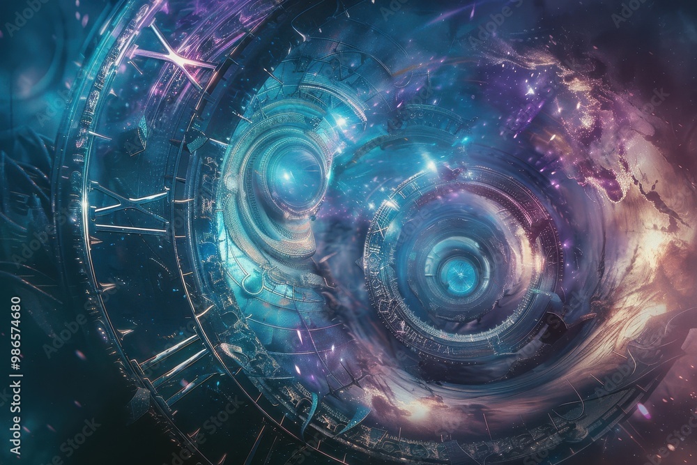Leinwandbilder A mesmerizing cosmic vortex with swirling colors, intricate patterns, and celestial elements captured in deep space