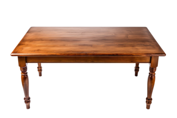 antique wooden table isolated on transparent background