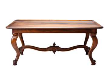 antique wooden table isolated on transparent background