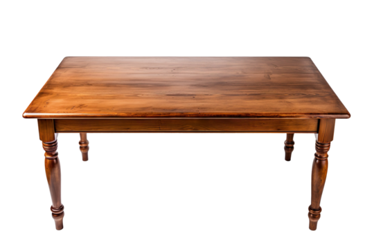 antique wooden table isolated on transparent background