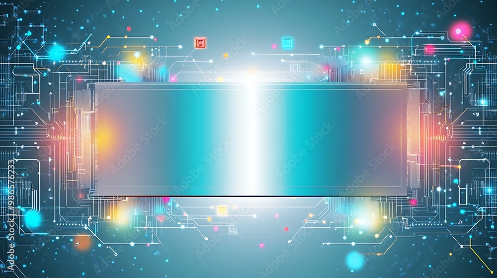 Poster abstract technology background with blank space in the center for text or logo.