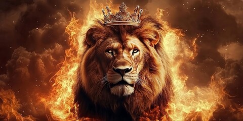 Fototapeta premium Lion of Judah, exuding strength and power. Christian conceptual illustration.