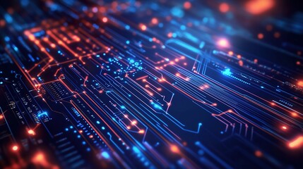 Abstract technology background with circuit patterns and digital glow