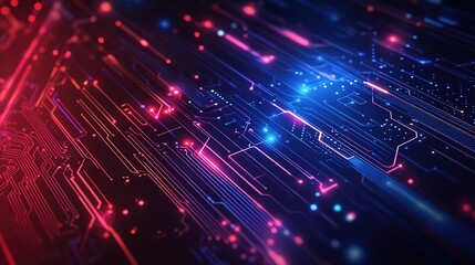 Abstract technology background with circuit patterns and digital glow