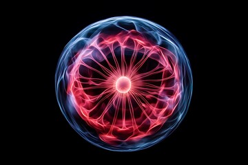 Abstract Red and Blue Energy Sphere with Bright Core