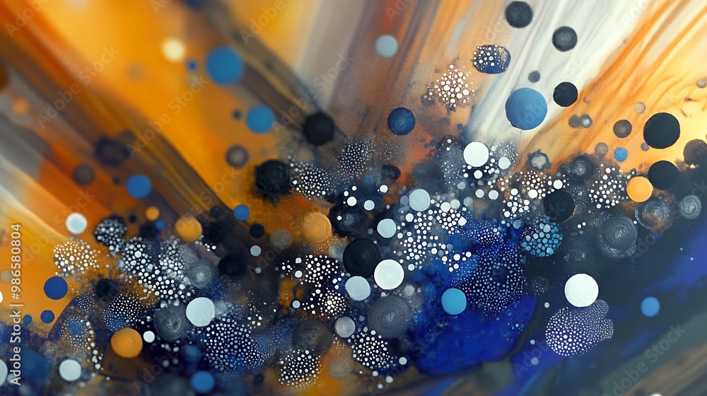 Poster abstract background with colorful circles and blurred lines