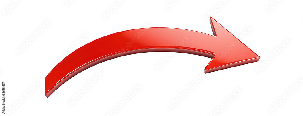 Poster a bold red arrow pointing to the right, set isolated on transparent background, symbolizing directio