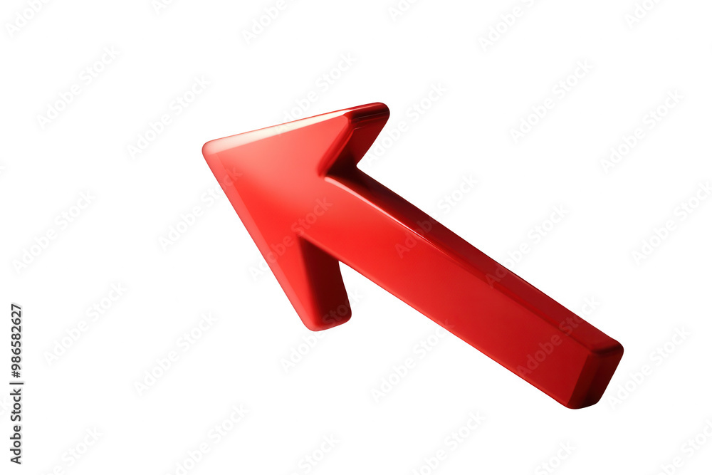 Poster png bold red arrow pointing upwards isolated on transparent background, symbolizing direction and pr