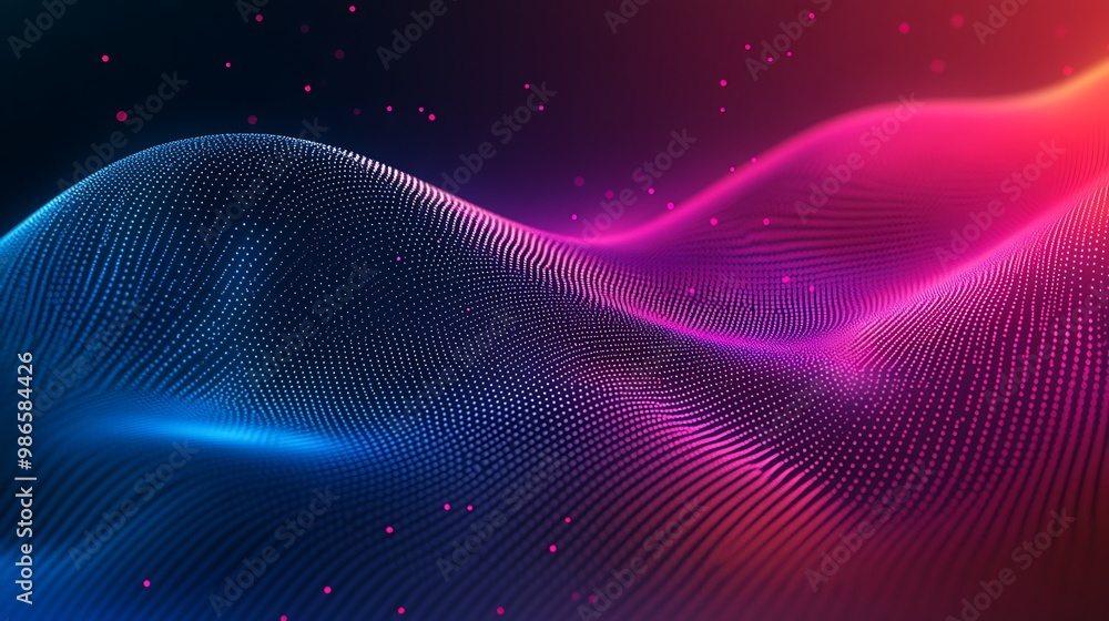 Poster abstract blue and red wavy lines digital background