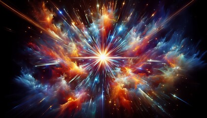 A mesmerizing depiction of a celestial explosion, symbolizing the birth of a new universe
