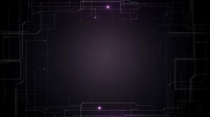 Abstract dark background with glowing lines and dots forming a frame.