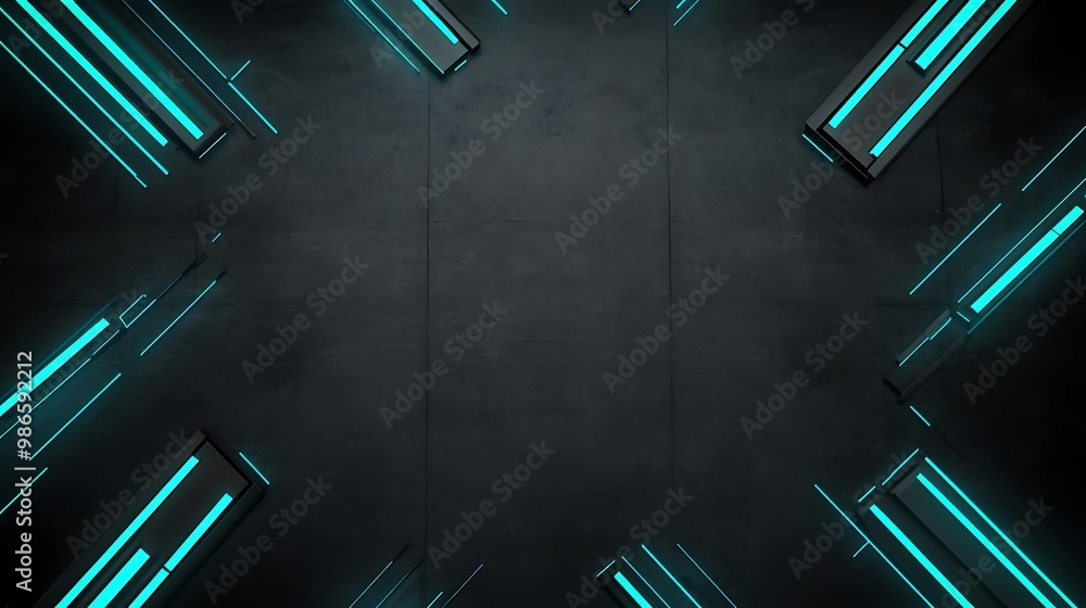 Poster abstract dark background with glowing neon lines.
