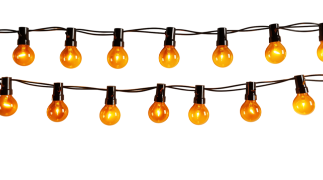 String lights, isolated on white background.