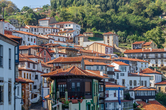 Architecture in the coastal town of Lastres, Spain