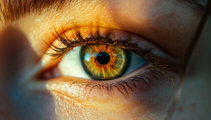 Macro photo of a green eye