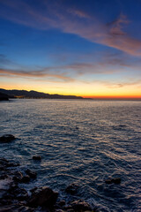 Naklejka premium Amanecer en las playas de Torrox, Málaga, España