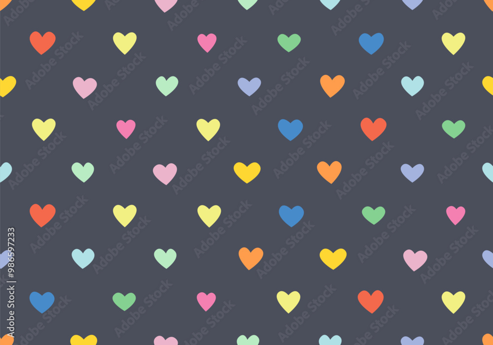 Poster colourful tossed heart pattern. a pretty vector seamless repeat pattern ideal for valentines fabric,