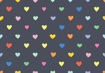 Colourful tossed heart pattern. A pretty vector seamless repeat pattern ideal for valentines fabric, scrapbooking and stationery projects projects. Heart pattern background border. Cute vector art