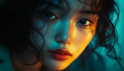 Close up portrait of a beautiful young asian woman