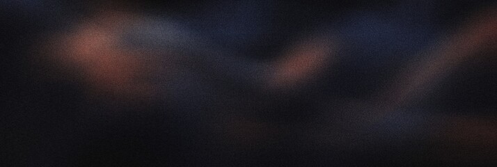 Grainy noisy poster background, deep navy and warm coral color wave, black backdrop, noise texture effect