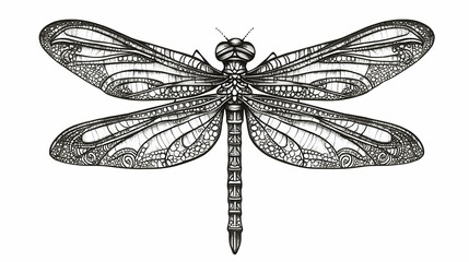 Hand drawn of dragonfly in zentangle style. Zentangle. Illustration