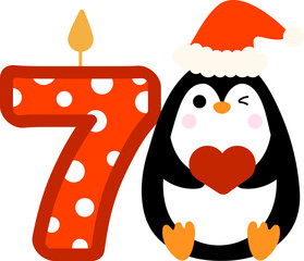 Christmas Penguin and Number